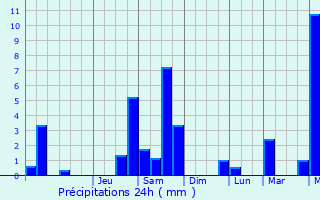 Graphique des précipitations prvues pour Roche-la-Molire