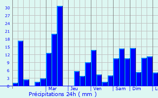 Graphique des précipitations prvues pour Maharagama