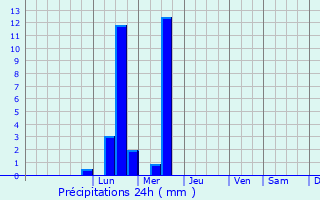 Graphique des précipitations prvues pour Caiuti-Sat