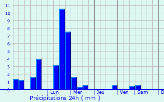 Graphique des précipitations prvues pour Rijnsburg