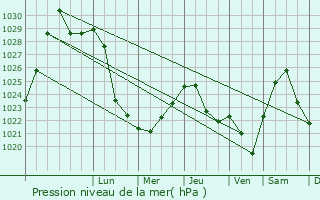 Graphe de la pression atmosphrique prvue pour Nerekhta