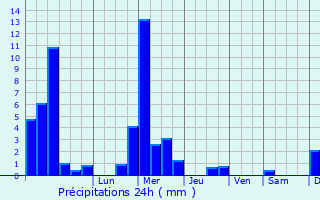 Graphique des précipitations prvues pour Scheidel