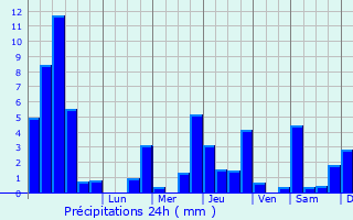 Graphique des précipitations prvues pour Saint-tienne