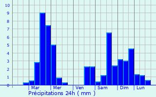 Graphique des précipitations prvues pour Pilar