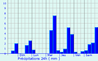Graphique des précipitations prvues pour Erwin