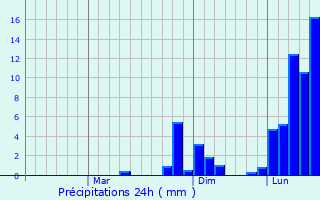 Graphique des précipitations prvues pour Aran