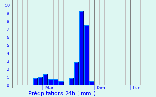 Graphique des précipitations prvues pour Bran