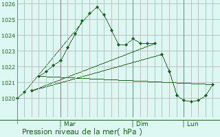 Graphe de la pression atmosphrique prvue pour Panevezys