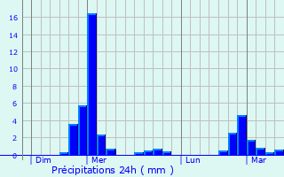 Graphique des précipitations prvues pour Salsein