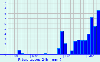 Graphique des précipitations prvues pour Saint-Denis-du-Payr