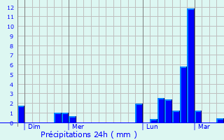 Graphique des précipitations prvues pour Oches