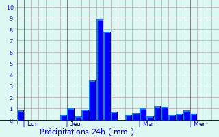 Graphique des précipitations prvues pour Castillon-en-Couserans