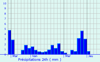 Graphique des précipitations prvues pour Reignier