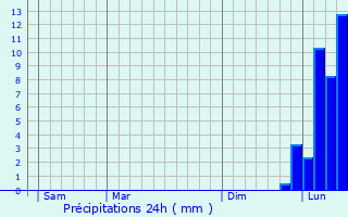 Graphique des précipitations prvues pour Villefranche-du-Prigord