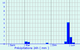 Graphique des précipitations prvues pour Bras-d