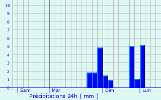 Graphique des précipitations prvues pour Saint-Oyen