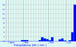 Graphique des précipitations prvues pour Montaillou