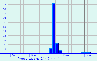 Graphique des précipitations prvues pour Mzidon-Canon