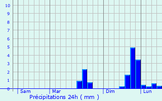 Graphique des précipitations prvues pour Langon