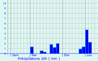 Graphique des précipitations prvues pour Chouz-sur-Loire