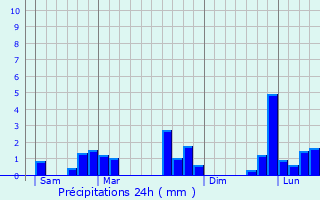 Graphique des précipitations prvues pour Magny