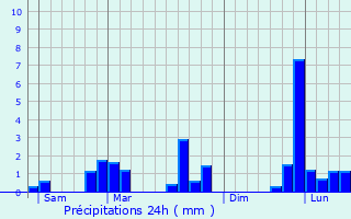 Graphique des précipitations prvues pour Neuvy-en-Dunois