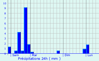 Graphique des précipitations prvues pour Cussac-sur-Loire