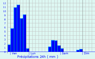 Graphique des précipitations prvues pour Hohfrankenheim