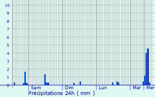 Graphique des précipitations prvues pour Nocher