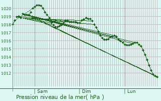 Graphe de la pression atmosphrique prvue pour Campolongo Maggiore