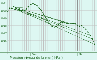 Graphe de la pression atmosphrique prvue pour Wintzenbach