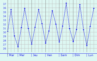 Graphique des tempratures prvues pour Ibra