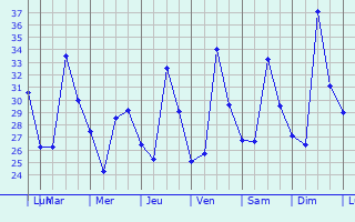 Graphique des tempratures prvues pour El Triunfo