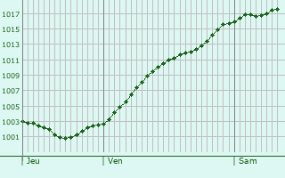 Graphe de la pression atmosphrique prvue pour Waldheim