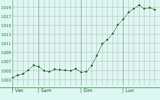 Graphe de la pression atmosphrique prvue pour Woudrichem