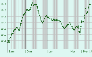 Graphe de la pression atmosphrique prvue pour Anina