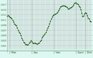 Graphe de la pression atmosphrique prvue pour Vianges