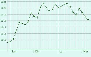 Graphe de la pression atmosphrique prvue pour San Don di Piave