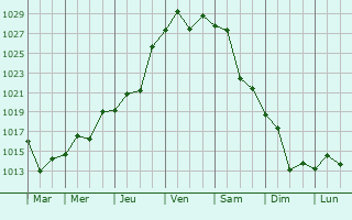 Graphe de la pression atmosphrique prvue pour Port Elizabeth