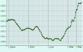 Graphe de la pression atmosphrique prvue pour Steinen