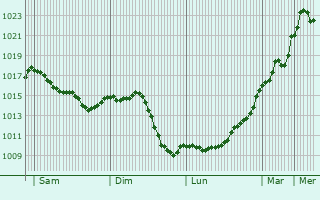 Graphe de la pression atmosphrique prvue pour Belmont-d