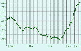 Graphe de la pression atmosphrique prvue pour Bad Drrheim