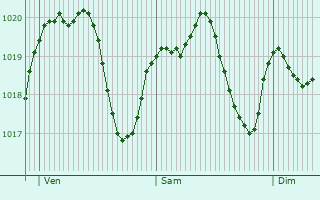 Graphe de la pression atmosphrique prvue pour Ribiers