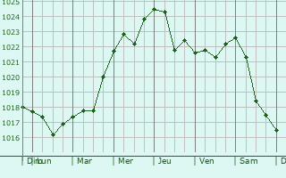 Graphe de la pression atmosphrique prvue pour Peresvet