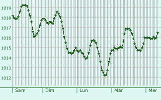 Graphe de la pression atmosphrique prvue pour Tomares