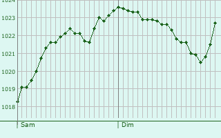 Graphe de la pression atmosphrique prvue pour Woimbey