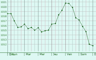Graphe de la pression atmosphrique prvue pour Vilar de Andorinho