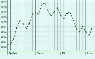 Graphe de la pression atmosphrique prvue pour Sumter