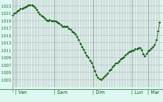 Graphe de la pression atmosphrique prvue pour Demyansk
