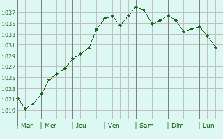 Graphe de la pression atmosphrique prvue pour Verkhniye Kigi
